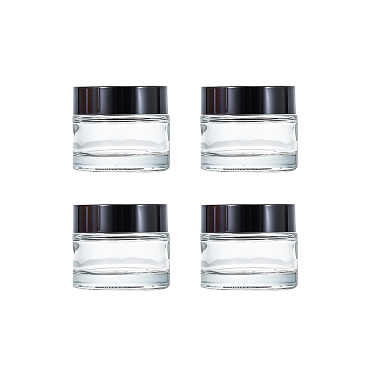 Photo 1 of 4Packs 15ml Clear Glass Balm Jars Empty Glass Jars with Black Lid Clear Round Containers Cosmetic Travel Jars for Storing Lip Lotion Cream (4pcs, 15g)