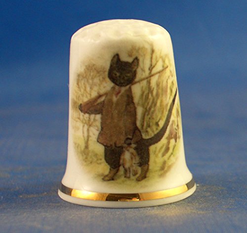 Porcelain China Collectable Thimble -- Beatrix Potter Kitty in Boots with Free Gift Box
