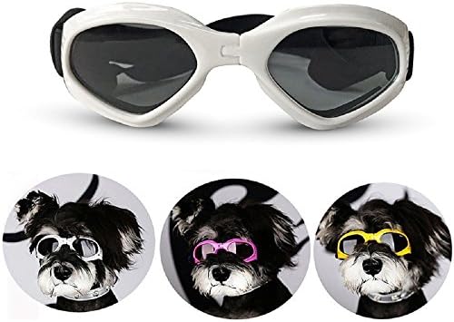 Homesupplier Dog Goggles to Protect Eyes - Stylish Dogs UV Sunglasses for Small to Medium Breed - White