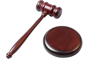 SAYCKER Gavel and Block Set, Wooden Handcrafted Auction Hammer, Gavel and Sound Round Block for Judge, Lawyer, Student, Auction Court, and Gifts(Brown)