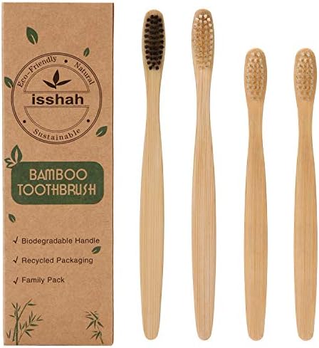 Biodegradable Eco-Friendly Bamboo Toothbrush/Bamboo Charcoal Toothbrush - Pack Of 4