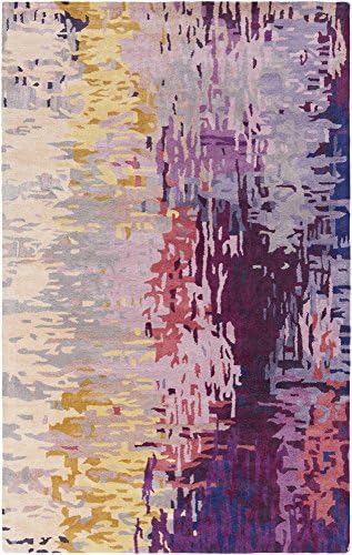 Art of Knot "Misk Area Rug, 5' x 8', Dark Purple/Lime/Camel/Garnet/Bright Purple