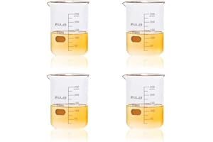 ULAB Scientific Glass Beaker Set, Vol. 250ml, 3.3 Borosilicate Griffin Low Form with Printed Graduation, Pack of 4, UBG1015