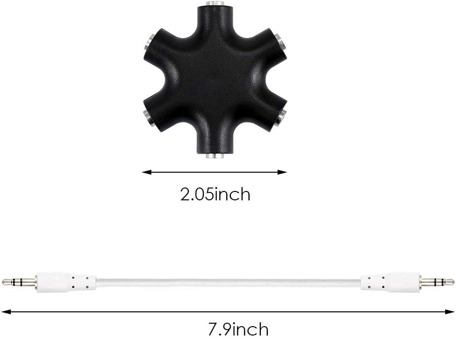 Surplex 5-Way Universal Headphone Splitter Female Aux 5 Port Audio Jack Divider to Share Music for iPhone iPad Samsung Galaxy Note Huawei LG HTC PC Laptop Mp3 Mp4 (BLACK) - Image 5