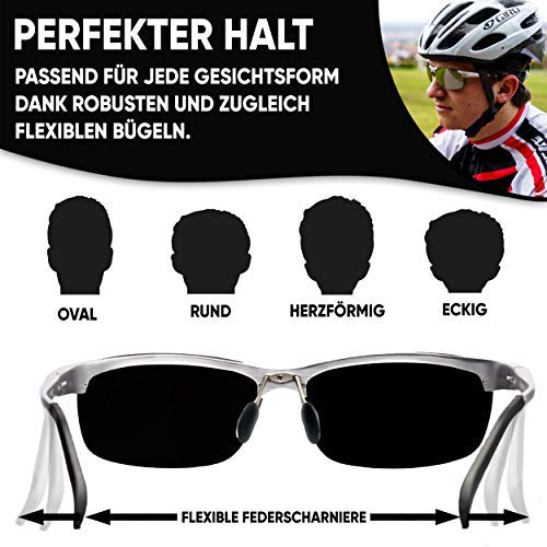 Oramics® 9 lagige Sport-Sonnenbrille Polarisiert Unisex mit starkem UV-400 Schutz - Hochwertiger Metallrahmen inkl… – Bild 7