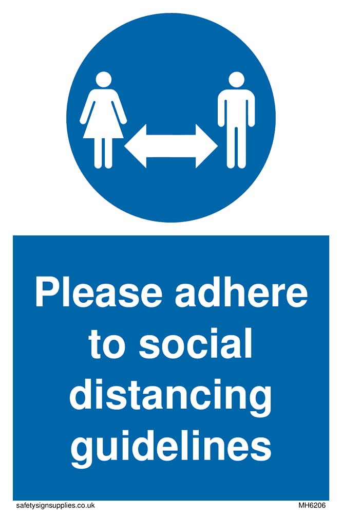 Pack of five - Please adhere to social distancing guidelines Sign - 100x150mm - A6P