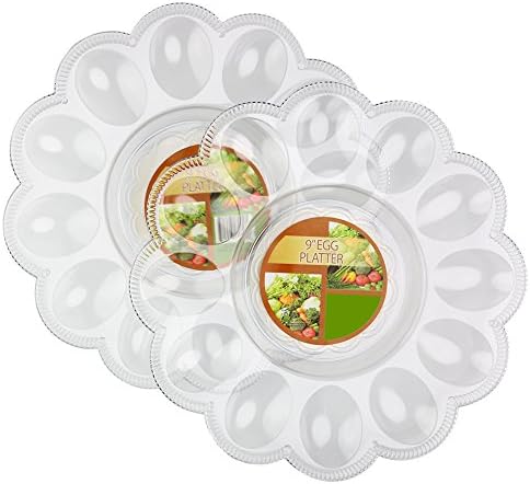(2 Pack) Plastic Egg Platter Serving Tray Server Plate