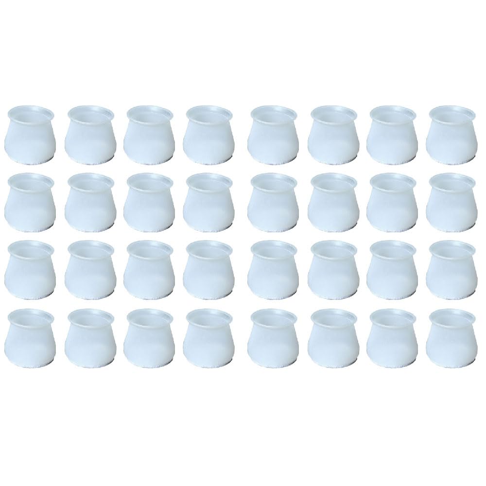 Chair Leg Floor Protectors, 32 Pcs Silicone Round Elastic Chair Leg Caps with Felt for Protecting Floors from Scratches and Noise (White)
