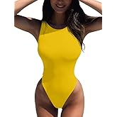 LCNBA Women's Sexy High Neck Sleeveless Bodysuit Basic Top Bodysuit Jumpsuit