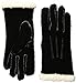 Isotoner Women's Suede Gloves with Moccasin Stitch and Sherpasoft Lining, Black, Large