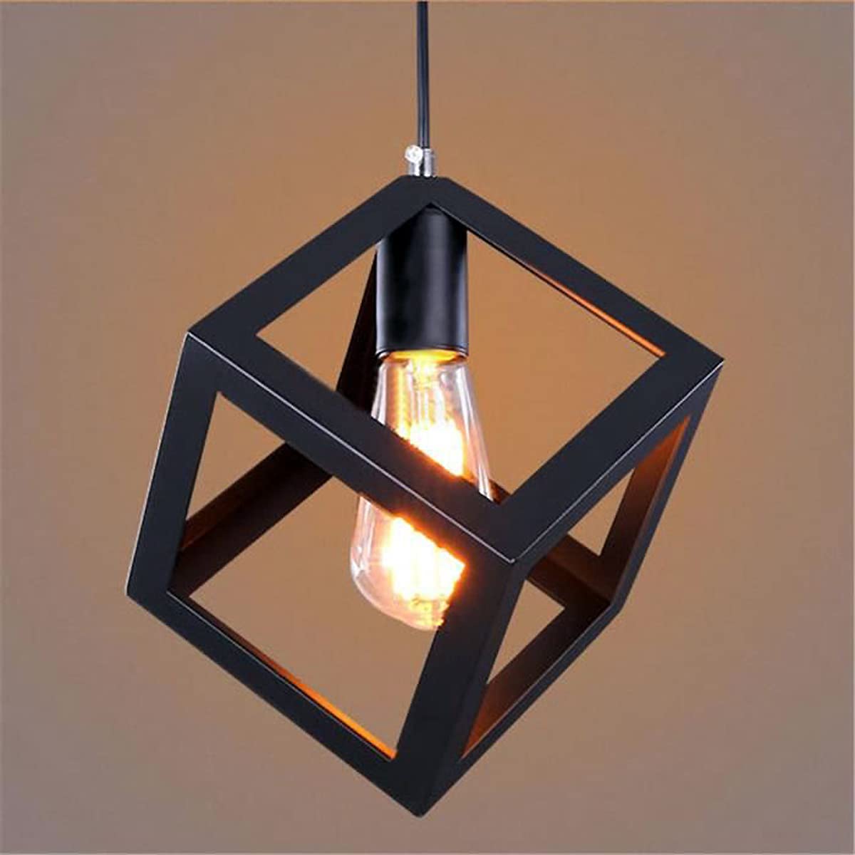Metal Pendant Light Black Matt Celing Lighting with Unique Geometric Design E27 Base 1- Light