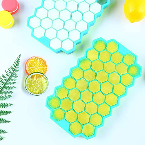 Ice Cube Trays, Silicone Ice Cube Molds with Lids, Reusable Ice Maker 74-Ice Trays BPA Free, for Whiskey, Cocktail, Jelly and Chocolate Stackable, Flexible, Safe Ice Cube Tray, Easy to Release