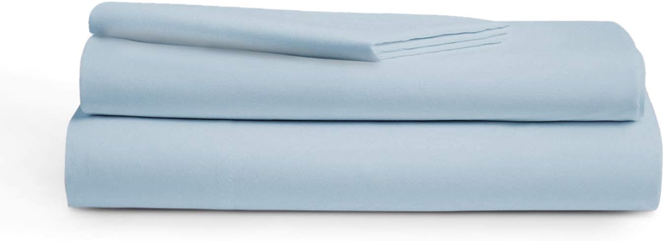 AUDLEY HOME 800 Thread Count 100% Egyptian Cotton, 3 Piece Bedsheet Set, 18” Deep Pockets, Smooth & Soft Sateen Weave, 5 Star Hotel Quality (Ballad Blue, Twin)