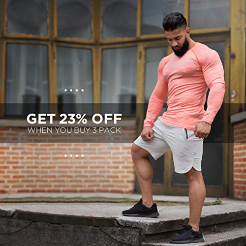 Kamo Fitness Long Sleeve Activewear T-Shirt for Men with Fast Drying and Moisture Transport (Small, Grey) - Thumbnail 6