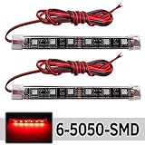 Partsam 2 x 4.5inch Motorcycle LED Third Brake Light Universal Tail Brake Stop Turn Signal Running Light Super Bright 6SMD Red LED Strip Light Bar