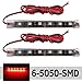 Partsam 2 x 4.5inch Motorcycle LED Third Brake Light Universal Tail Brake Stop Turn Signal Running Light Super Bright 6SMD Red LED Strip Light Bar primary