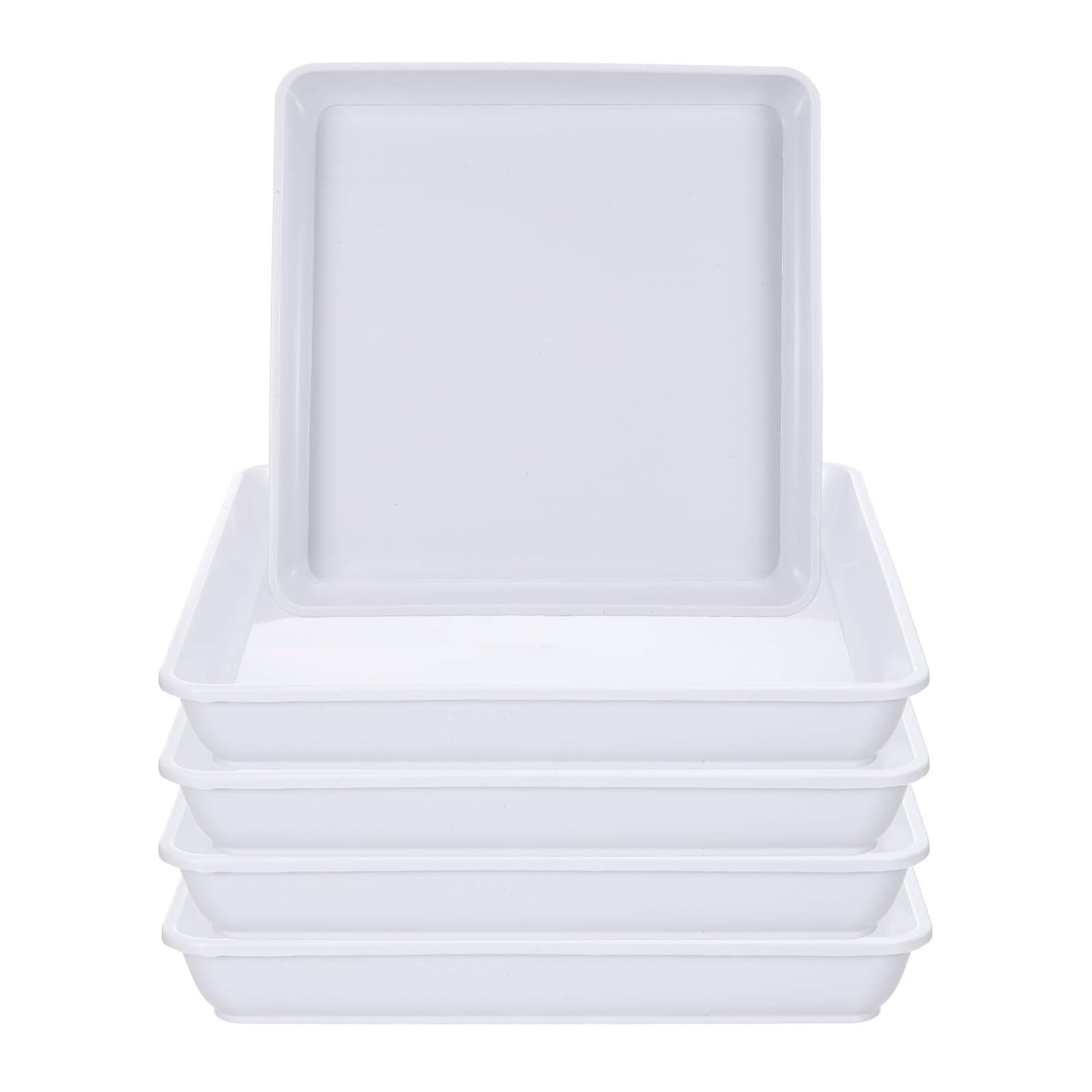 PATIKIL Plant Saucer Tray, 5 Pack 10 Inch Plastic Square Plant Saucer Flower Planter Drip Tray for Indoors Outdoors Patio Balcony, White