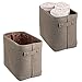 mDesign Fabric Storage Basket with Internal Coating and Structured Design (Pack of 2) - Ideal Makeup Storage - Practical Cotton Storage Box with Handle for Bathroom - Brown