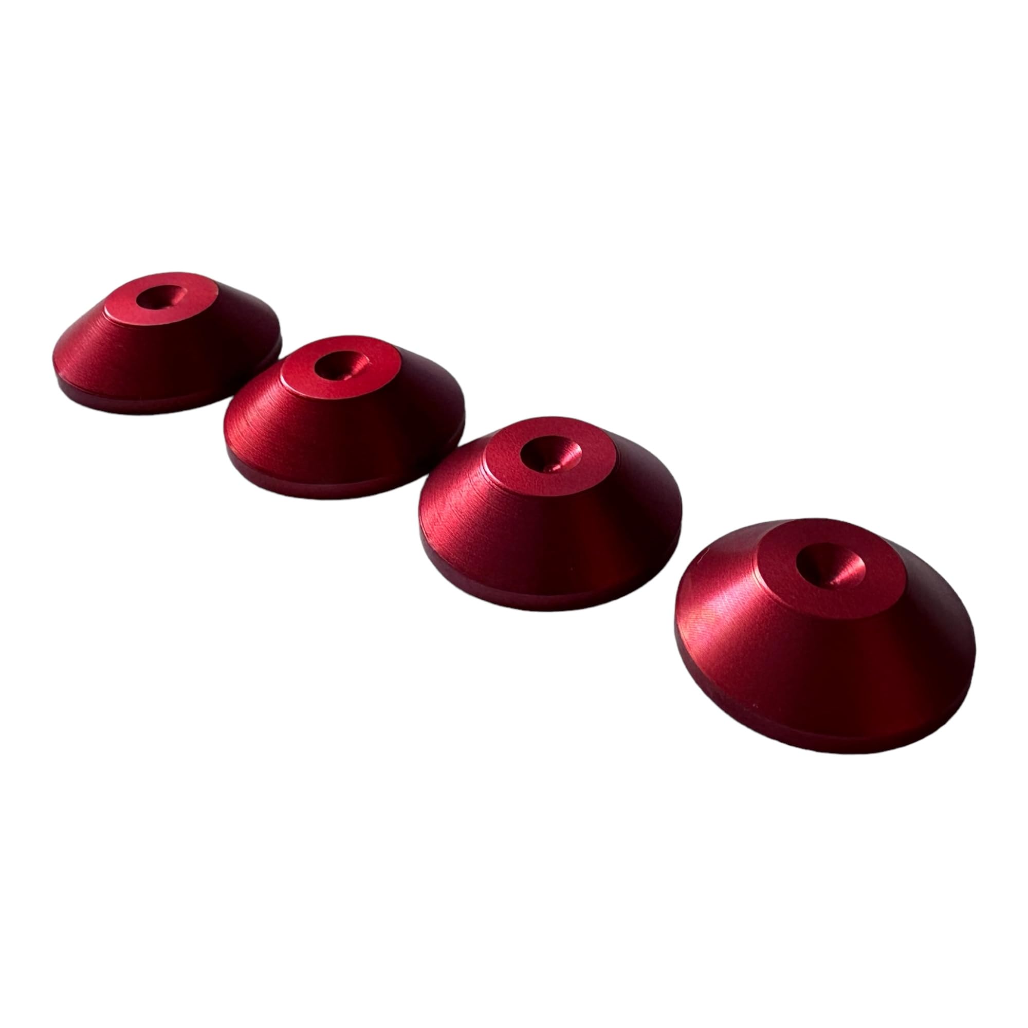 PrecisionGeek – Speaker Spike Pads Ø20 mm, Red Aluminium, Vibration Dampers for HiFi Speakers, Subwoofers, Stands, Cabinets and Soundbars – Set of 4 Pads