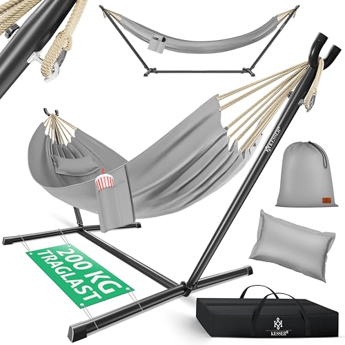 KESSER® Hängematte Lake mit Gestell, Doppel für 2 Personen, 200kg Belastbarkeit, Indoor & Outdoor, XXL Hängesessel, Garten, Pool, Balkon, Terrasse, In