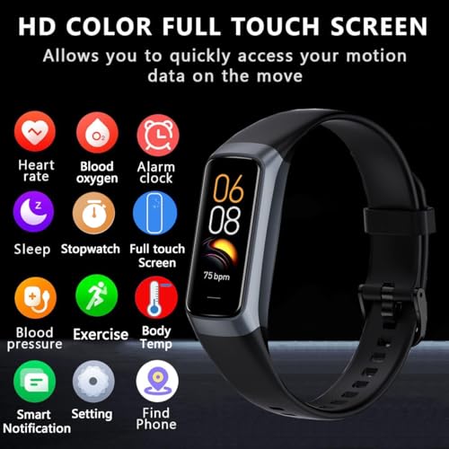 Fitness Tracker with 24/7 Heart Rate Blood Oxygen Sleep Monitor,Activity Tracker with 1.1" AMOLED Touch Color Screen, Multiple Sport Modes Step Counter,IP68 Waterproof for Women Men (Black)