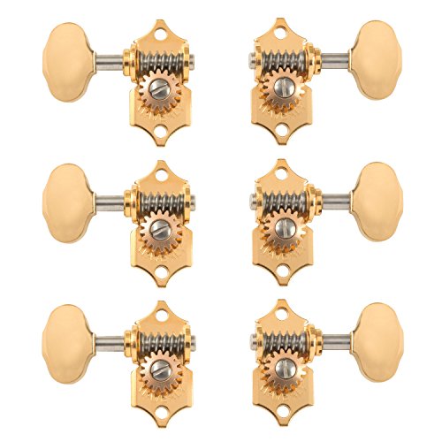 Waverly Guitar Tuners with Butterbean Knobs, for Solid Pegheads, Gold, 3L/3R