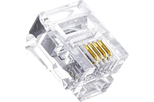 Hetjosee RJ11 Connectors 25 Pack 6P4C Plug Telephone Modular Plug Phone Jack Adapter Crimp End Telephone Cord Connector