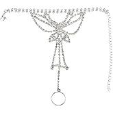YERTTER Elegant Rhinestone Butterfly Bridal Slave Chain Link Bracelet Silver Gold Crystal Wedding Hand Harness Bangle Finger Rings Adjustable Hand Jewelry Accessories for Women(Style 11)