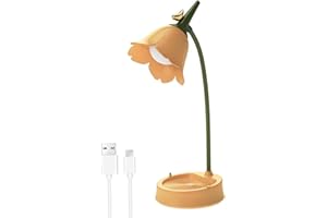 Flower Lamp 3 Color Modes Touch Flower Desk Lamp Cute Rechargeable Table Light Eye Protection Night Light with Flexible Neck 