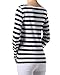 OUGES Women's Long Sleeve Stripe Pattern T-Shirts, Loose Casual Tops, Black White Wide Stripe, X-Large