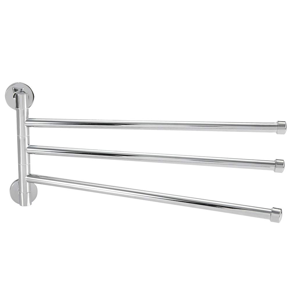 Swivel Towel Bar Bathroom Wall Mounted Towel Rack Swing Out Rotating Hanger Towel Holder Storage Organizer Space Saving for Bathroom(3 Arms)