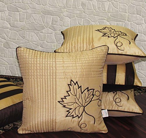 Zikrak Exim polyester Decorative Cushion cover ( Beige , 40x40 cm/16x16 Inches)- 5 Pcs
