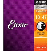 Elixir Nanoweb extra light acoustic guitar strings .010 - .047 11002 (2 PACKS)