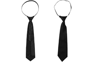 2PCS Boys Pre-tied Adjustable Ties Youth Pre-tied Neckties Adjustable Neck Strap Tie for Formal Casual Graduation School Unif