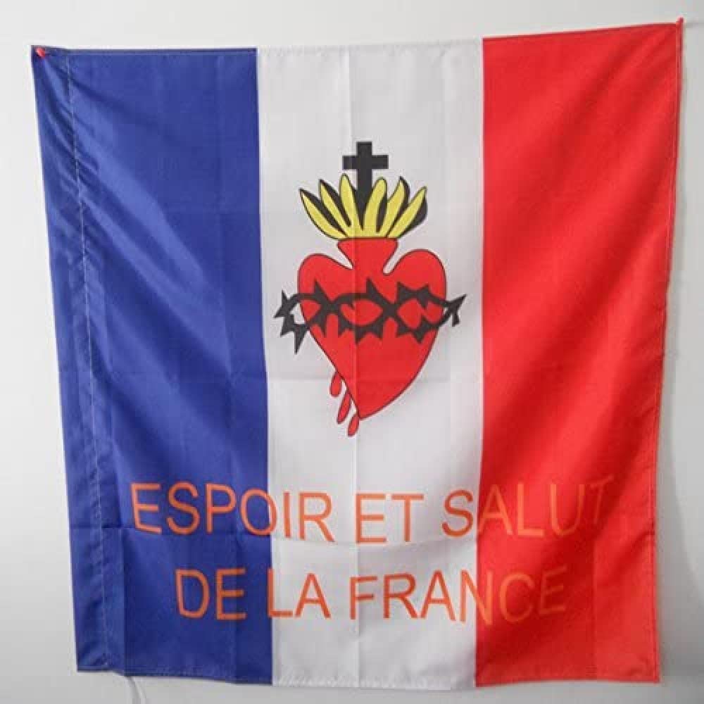 AZ FLAG - France Espoir et Salut Flag - 3x3 Ft - 100% Polyester French Catholic Banner with Sleeve - Fade Resistant - Vivid Colors - 3' x 3' Feet - 90x90 Cm