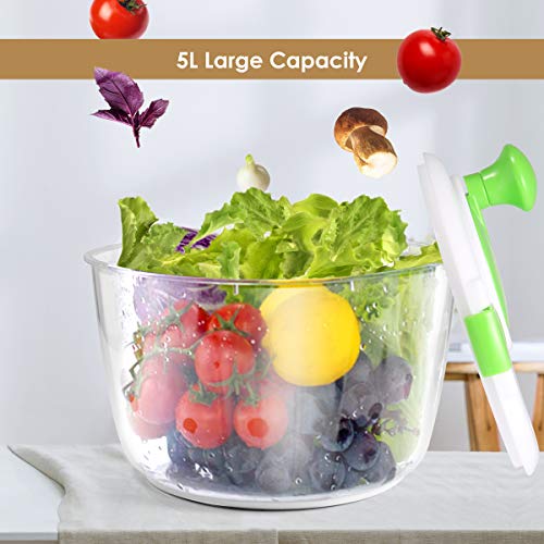 Salad Spinner, Lettuce Spinner With Lid Lock & Rotary Handle, Vegetable