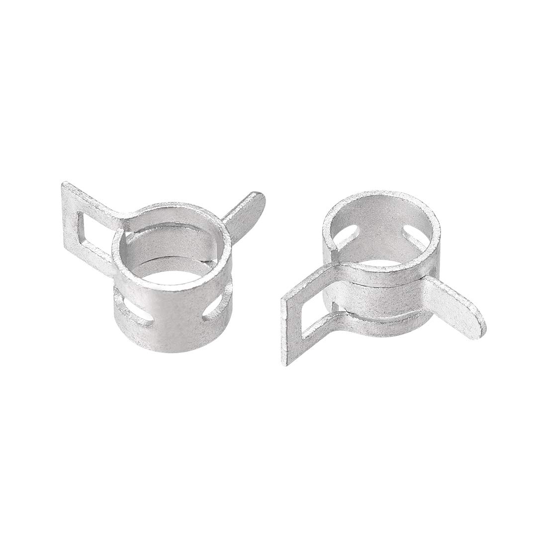 uxcell Spring Band Type Clamp 9mm Inner Dia Fit 9.5-10.2mm OD Hose Fuel Line Silicone Tube Clips Clamp Silver Manganese Steel 20Pcs