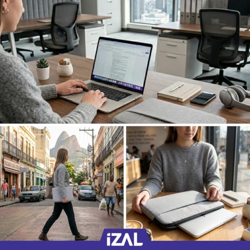 Pasta para Notebook, Tablet, Laptop de 13”, 14” e 15.6” | Bolso Frontal, Proteção Anti Queda, Leve | Capa ideal para Trabalho, Faculdade e Viagem | Cor Preto
