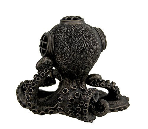 Resin Desk Clocks Bronze Finish Steampunk Octopus Diving Bell Clock Statue 6.25 X 6 X 5 Inches Bronze - Thumbnail 2