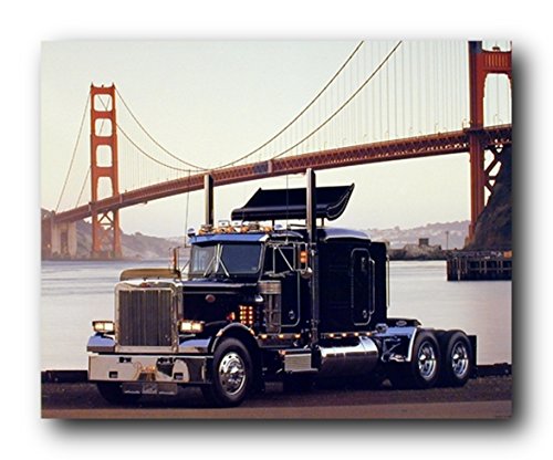 Peterbilt Semi Truck At San Francisco Golden Gate Bridge Big Rig Art Print Poster (16x20)