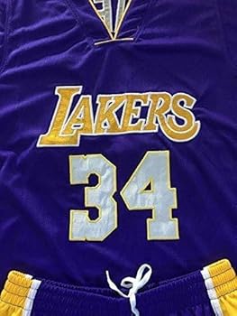جيرسي وسروال قصير لكرة السلة مطرز للرجال من NBA Lakers Shaq 34 Xikjuk مقاس صغير أمازون المملكة المتحدة