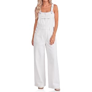 Flowyair Womens Casual Denim Overalls Loose Fit Zipper Bib Adjustable Straps Jean Jumpsuits With Pockets