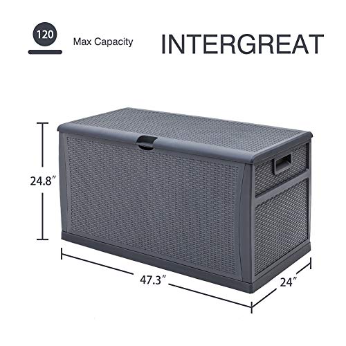image for INTERGREAT Patio Deck Box Outdoors Storage Backyard Furniture Rattan C