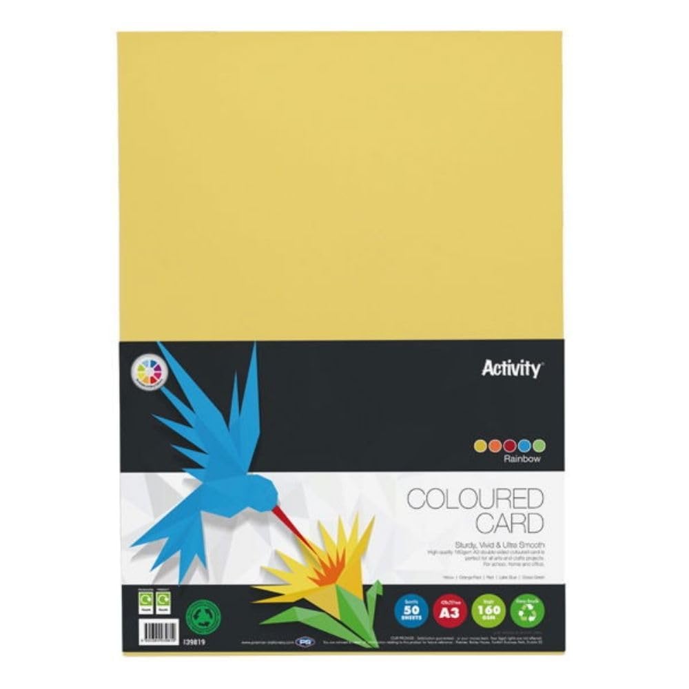 Premier Stationery S4539819 A3 160 gsm Activity Card - Rainbow (Pack of 50 Sheets)