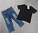 Toddler Baby Boy Clothes Sets Casual Letter Printed T-Shirt Funny Top Tee + Denim Holes Pants Outfits Size 4-5 Years
