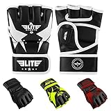 Elite Sports Pro Style MMA Training Gloves (White/Black, Large/X-Large)
