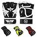 Elite Sports Essential Pro Style MMA Half Mitts Gloves (White/Black, Large/X-Large)