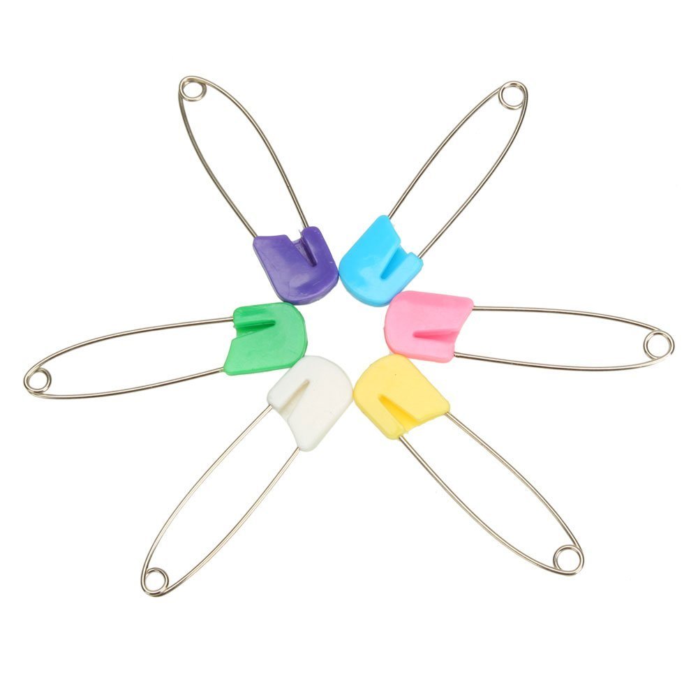 FamilyFirst Tradings Large Nappy Baby Safety Pins- Multi Coloured Diaper Cloth Nappies Crafts Clips-5,10,20 or 50pcs (50 Pins)