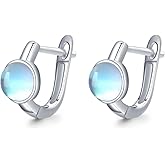CUOKA MIRACLE Moonstone Earrings for Women S925 Sterling Silver Small Moonstone Huggie Hoop Earrings Jewelry Gifts for Women Mother's Day Jewelry