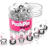 20 pcs Clear Push Pin Magnets for Refrigerator - Magnetic Push Pins Clear Magnets for Whiteboard - Cute Magnets for Pictures - Neodymium Push Pin Magnets Refrigerator - Pushpin Magnets for Fridge